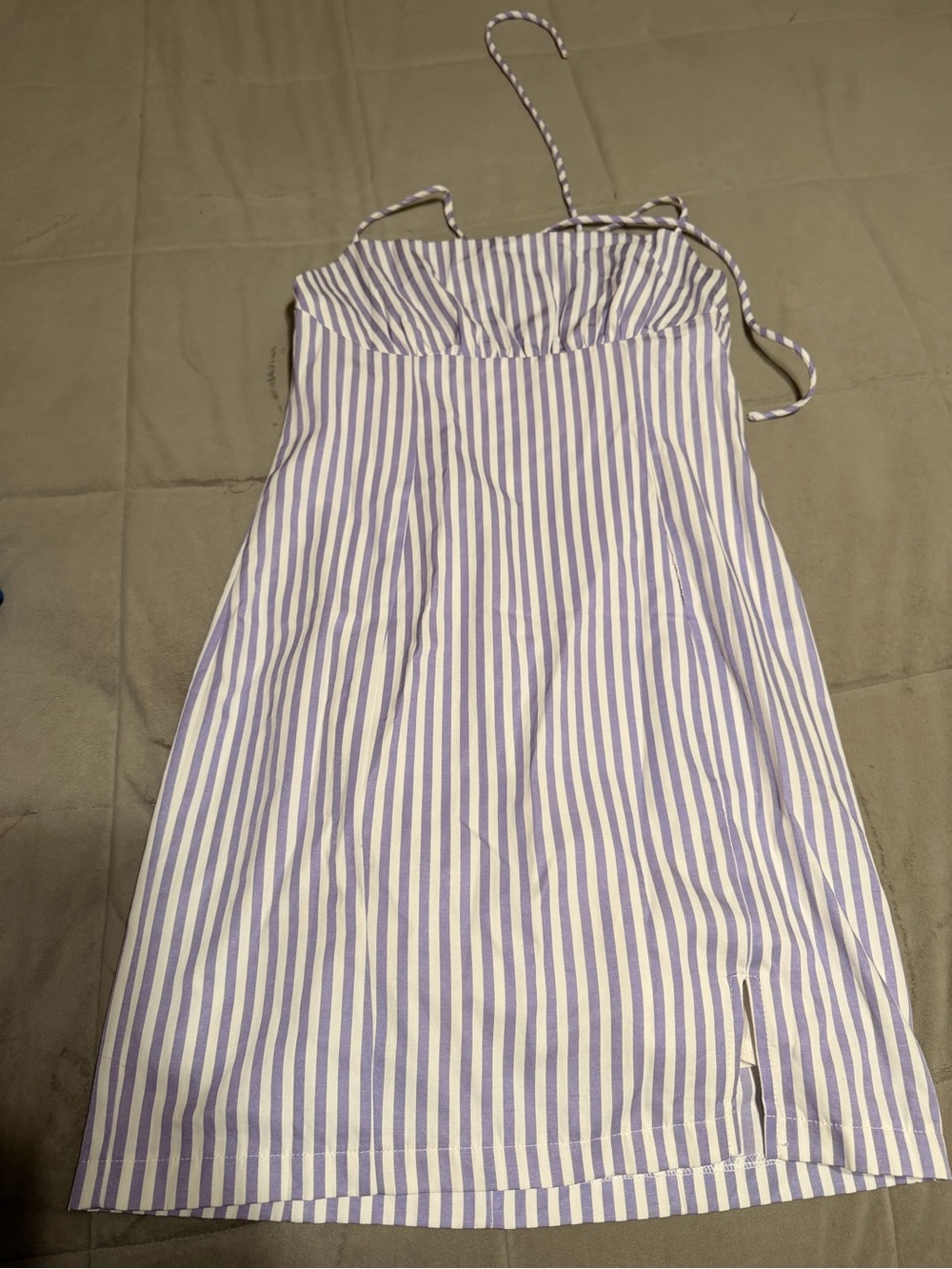 Princess Polly Lavender and White Striped Mini Sundress